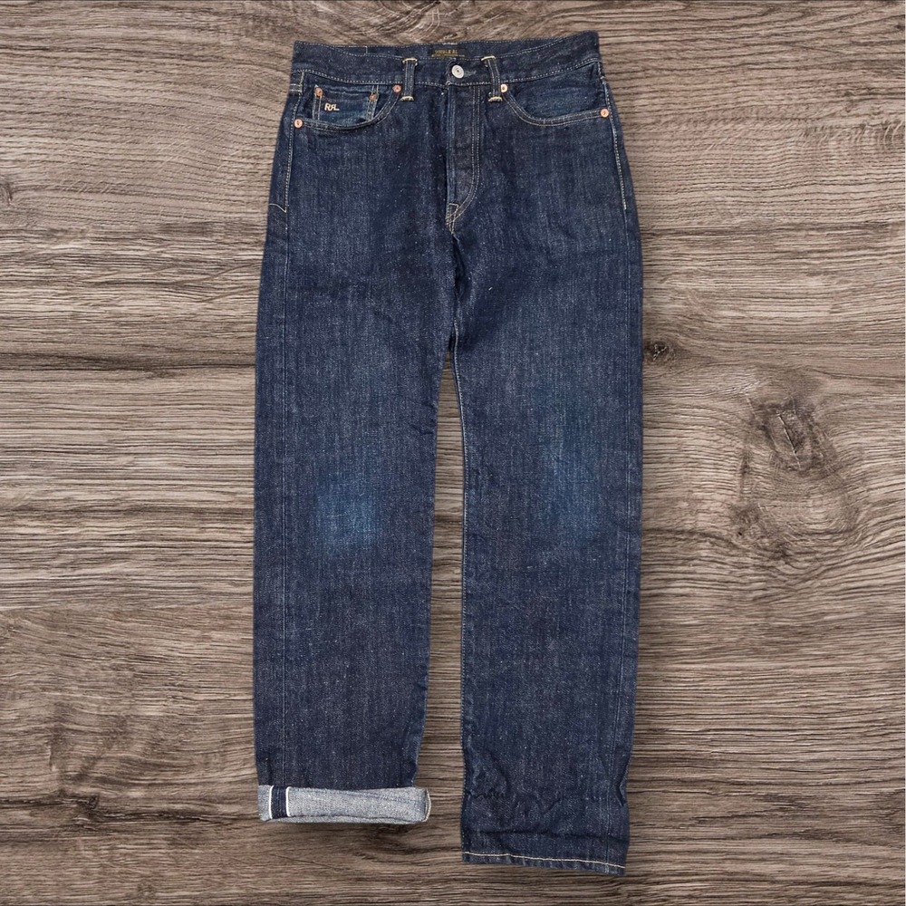 RRL Double RL Straight Leg Japan 30x30 Woven Selvedge Denim Jeans Dark Wash